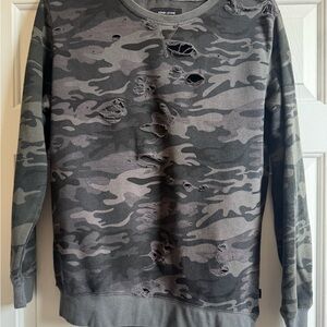 Adam Levine Collection Men's Distressed Camouflage Sweater